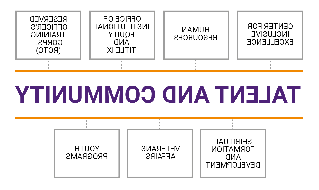 Talent and Community chart showing the departments and programs under it.